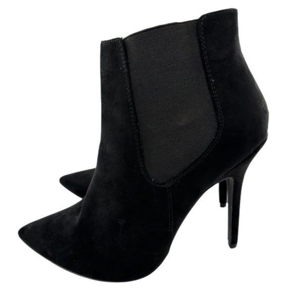 New look womens pointy toe ankle boots size 40 black faux suede stilettos - Picture 4 of 13